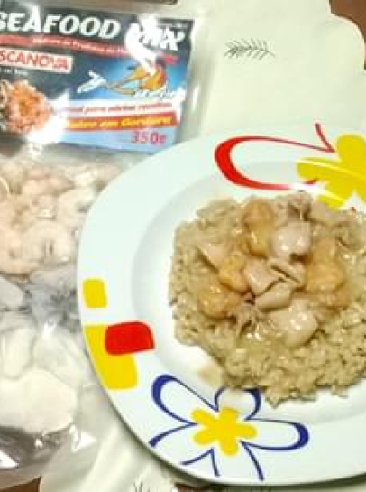 Risotto com Seafood Mix ao Leite de Coco