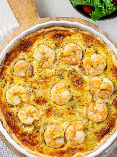 Quiche de Camarão e Alho Francês