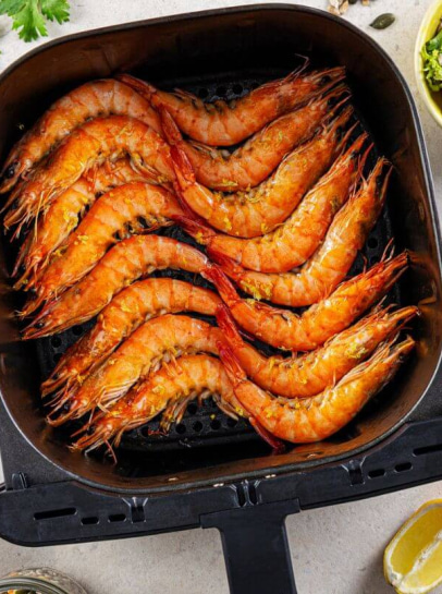 Camarão de Moçambique na Air Fryer com Arroz Selvagem