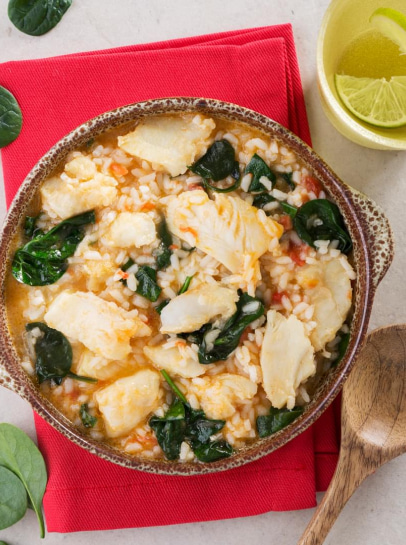 Arroz de Bacalhau com Espinafres