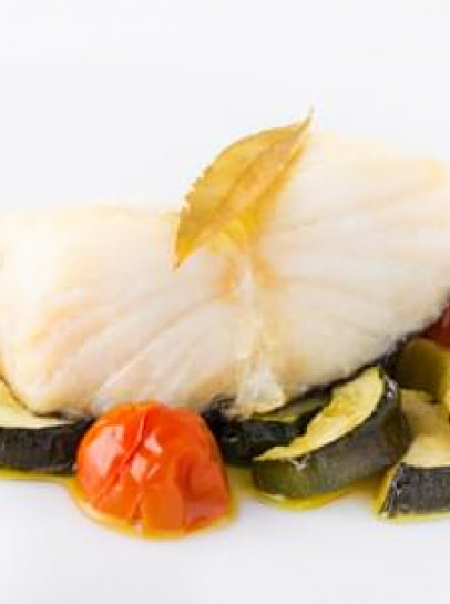 Bacalhau Assado com Curgete e Tomate