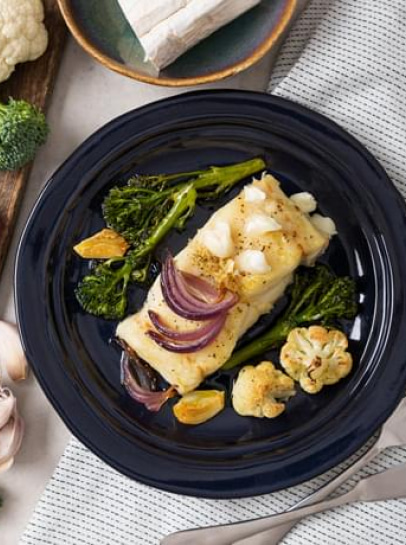 Bacalhau no Forno com Legumes Assados e Chévre