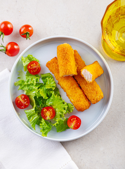 Barrinhas com Salada de Alface e Tomate Cereja