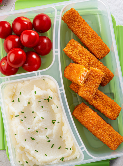 Barrinhas de Salm&atilde;o com Pur&eacute; de Couve-Flor ao Cebolinho