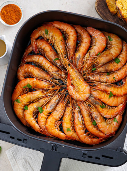 Camarão ao Alho, Pimenta de Caiena e Coentros na Air Fryer