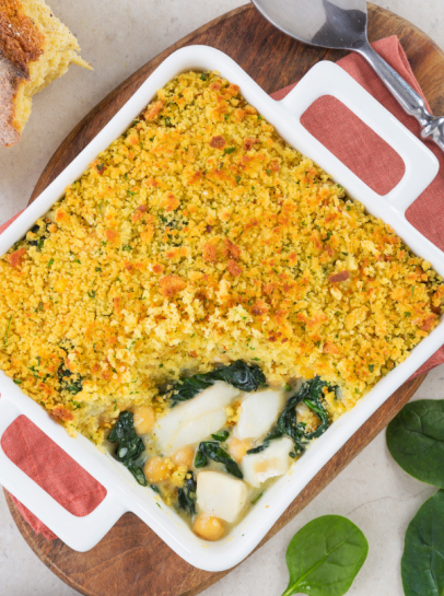 Bacalhau com Espinafres e Broa