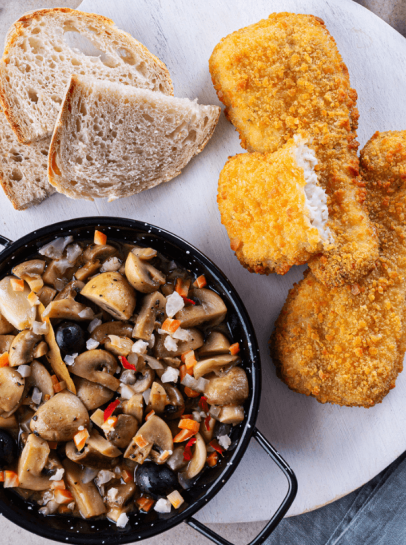 Filetes Alho e Salsa Com Pica-pau de Cogumelos