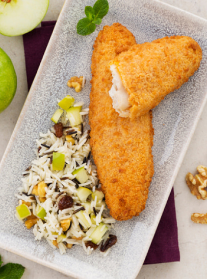 Filetes XL com Arroz Selvagem, Maçã e Nozes