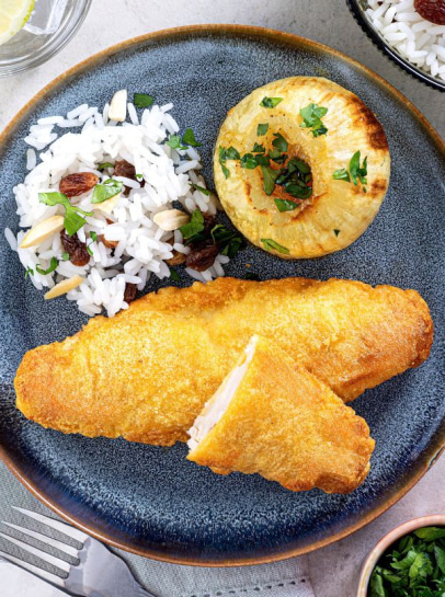 Filetes de Pescada com Cebola Assada