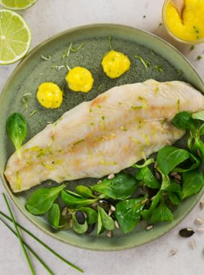 Filetes com Pesto de Manga e Salada de Canónigos