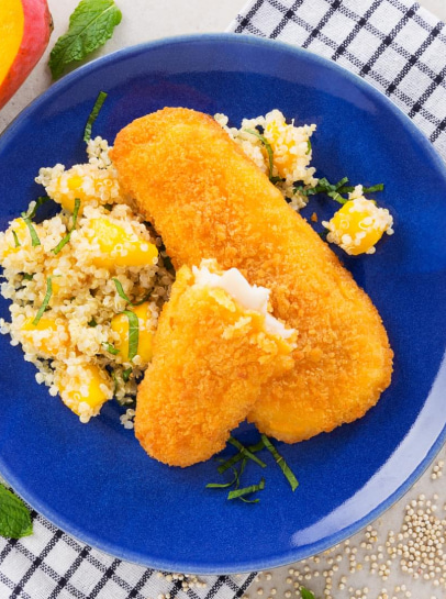 Filetes de Pescada com Quinoa de Manga e Hortelã