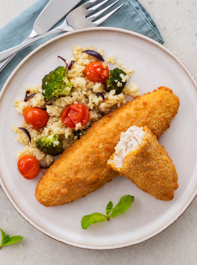 Filetes com Salada de Bulgur e Legumes Assados