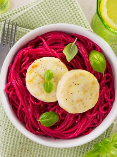 Fishburguers de Pescada ao Alho e Manjericão com Esparguete Rosa