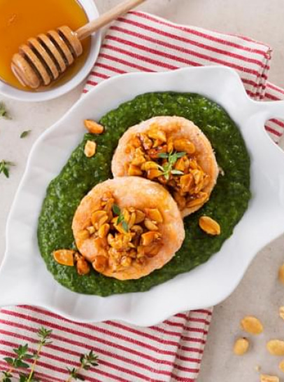 Fishburguers de Salmão com Crocante de Amendoim e Mel