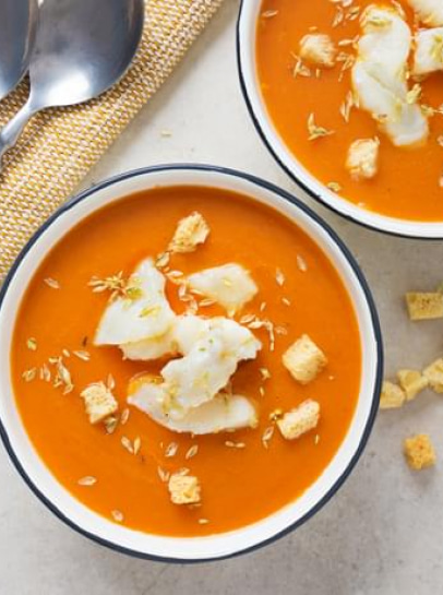 Gaspacho com Bacalhau Salteado aos Óregãos