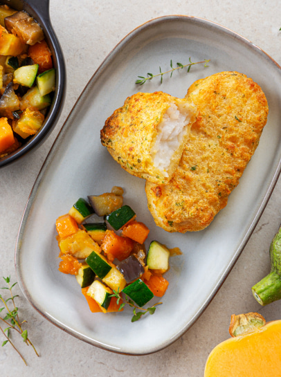 Mimos de Pescada Panada com Salteado de Outono