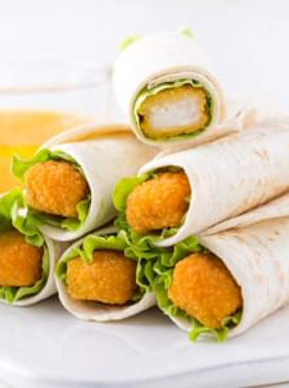 Mini-Wraps de Barrinhas de Pescada para Dipar