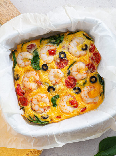 Omelete no Forno com Gambão, Legumes e Queijo