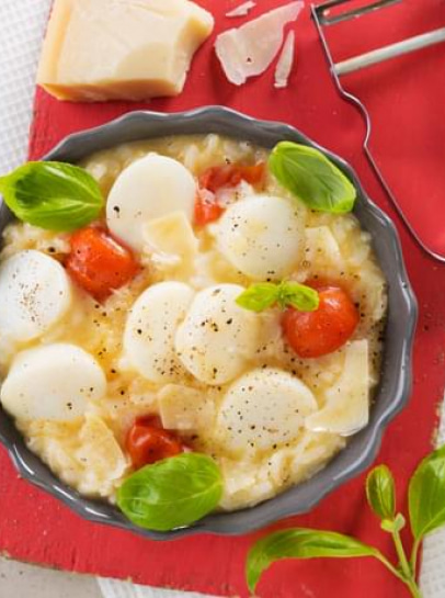 Risoto de Pérolas do Mar, Tomate e Manjericão