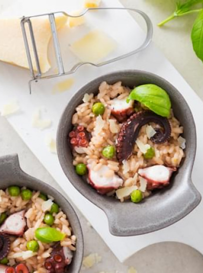 Risotto de Polvo com Ervilhas