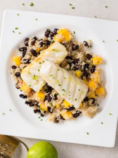 Tranches de Pescada com Salada de Quinoa e Manga