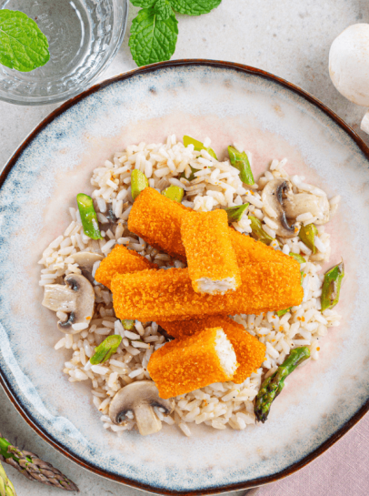 Barrinhas com Arroz de Espargos e Cogumelos