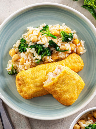 Filetes de Pescada com Arroz de Bimis e Grão