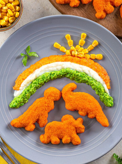 Pescadinos com Purés "Arco-Íris"