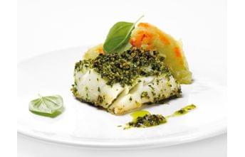 Supremas de Bacalhau com Molho Pesto