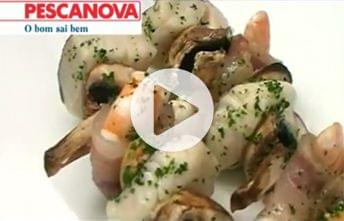 Espetada de Lombos de Pescada e Camarão