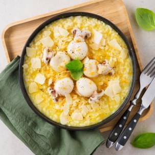 Chocos Salteados com Risotto de Laranja